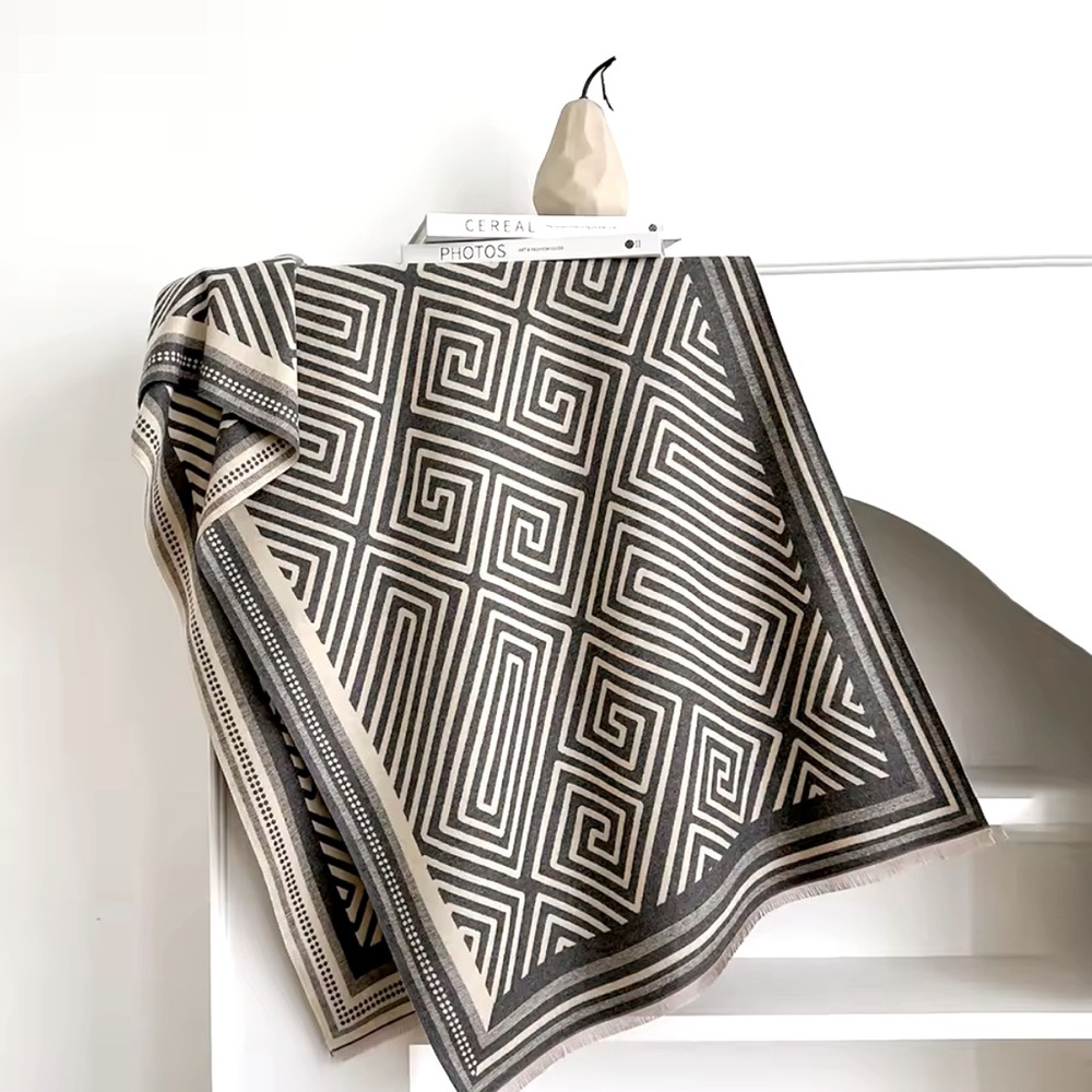 Brand new Geometric grey and cream shawl